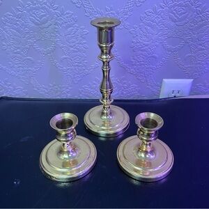 Elegant Gold Candle Holder Set Baldwin trio of candlesticks